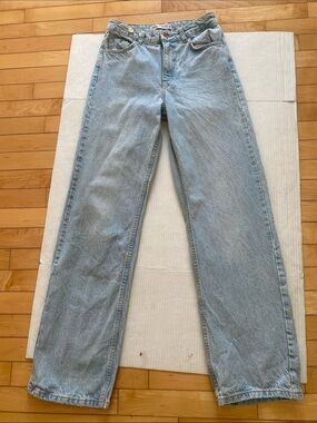 ZARA Light Washed Denim Blue Straight-Leg high Waisted Jeans Size 26